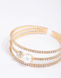 Gold Pearl Cupchain Wrist Cuff - link has visual effect only