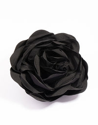 Black Fabric Plisse Flower Corsage Clip - link has visual effect only