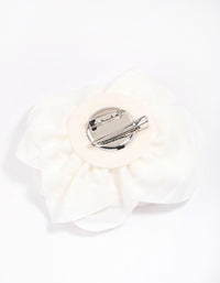 White Fabric Plisse Flower Corsage Clip - link has visual effect only