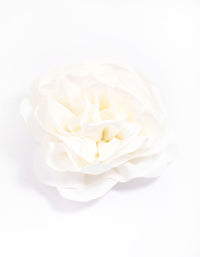 White Fabric Plisse Flower Corsage Clip - link has visual effect only