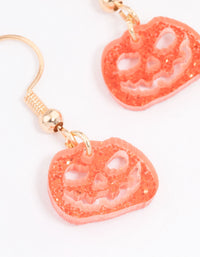 Gold Angry Pumpkin Drop Earrings - link has visual effect only