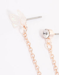 Rose Gold Dainty Butterfly Chain Earrings - link has visual effect only