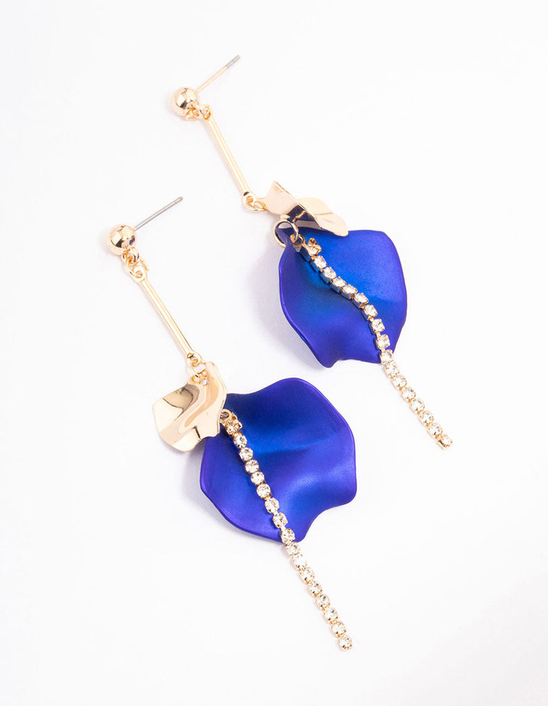 Blue Cupchain & Petal Drop Earrings