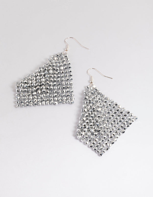 Silver Diamante Chainmail Drop Earrings