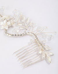 Silver Diamante & Pearl Flower Hair Drape - link has visual effect only