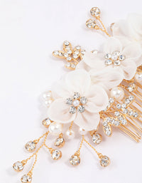 Gold Flower Diamante & Pearl Hair Comb - link has visual effect only