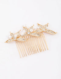 Gold Diamante & Pearl Trio Hair Comb - link has visual effect only