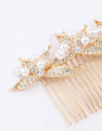 Gold Diamante & Pearl Trio Hair Comb - link has visual effect only