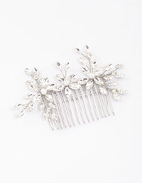 Rhodium Marquise Trio Floral Hair Comb - link has visual effect only