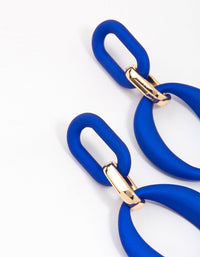 Gold Rubber Coated Link Drop Earrings - link has visual effect only