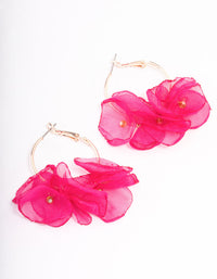 Rose Gold Flower Medium Hoop Earrings - link has visual effect only