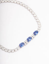 Rhodium Oval Cubic Zirconia Tennis Bracelet - link has visual effect only