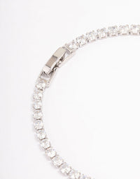 Rhodium Oval Cubic Zirconia Tennis Bracelet - link has visual effect only
