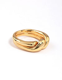 Gold Plated Twisted Metal Band Ring - link has visual effect only