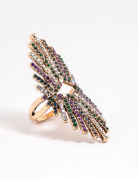 Gold Statement Spray Diamante Ring - link has visual effect only