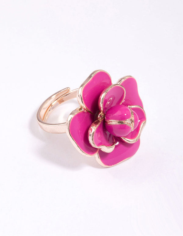 Rose Gold Enamel Flower Ring
