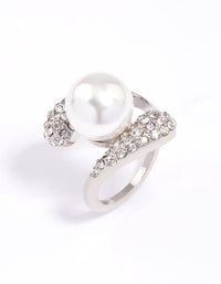 Rhodium Paved Statement Pearl Ring - link has visual effect only