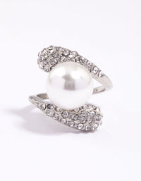 Rhodium Paved Statement Pearl Ring - link has visual effect only