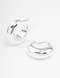 Silver Medium C-Shape Hoop Earrings - link has visual effect only