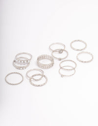 Rhodium Glam Rope Multi Ring Pack - link has visual effect only