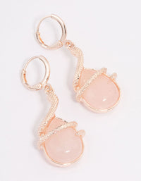 Rose Gold Rose Quartz Snake Wrapped Drop Earrings - link has visual effect only