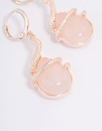 Rose Gold Rose Quartz Snake Wrapped Drop Earrings - link has visual effect only