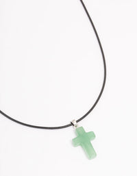 Gold Green Aventurine Cross Pendant Necklace - link has visual effect only