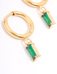 Gold Plated Surgical Steel Square Cubic Zirconia Hoop Earrings - link has visual effect only