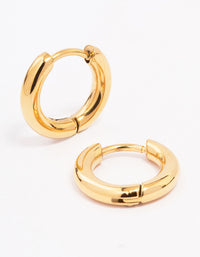 Gold Plated Surgical Steel Chubby Small Huggie Hoop Earrings - link has visual effect only