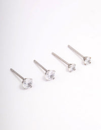 Surgical Steel Graduating Cubic Zirconia Stud Earring Pack - link has visual effect only