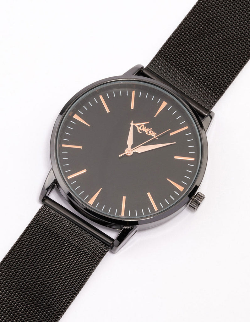 Black Coated Extra Thick Mesh Watch