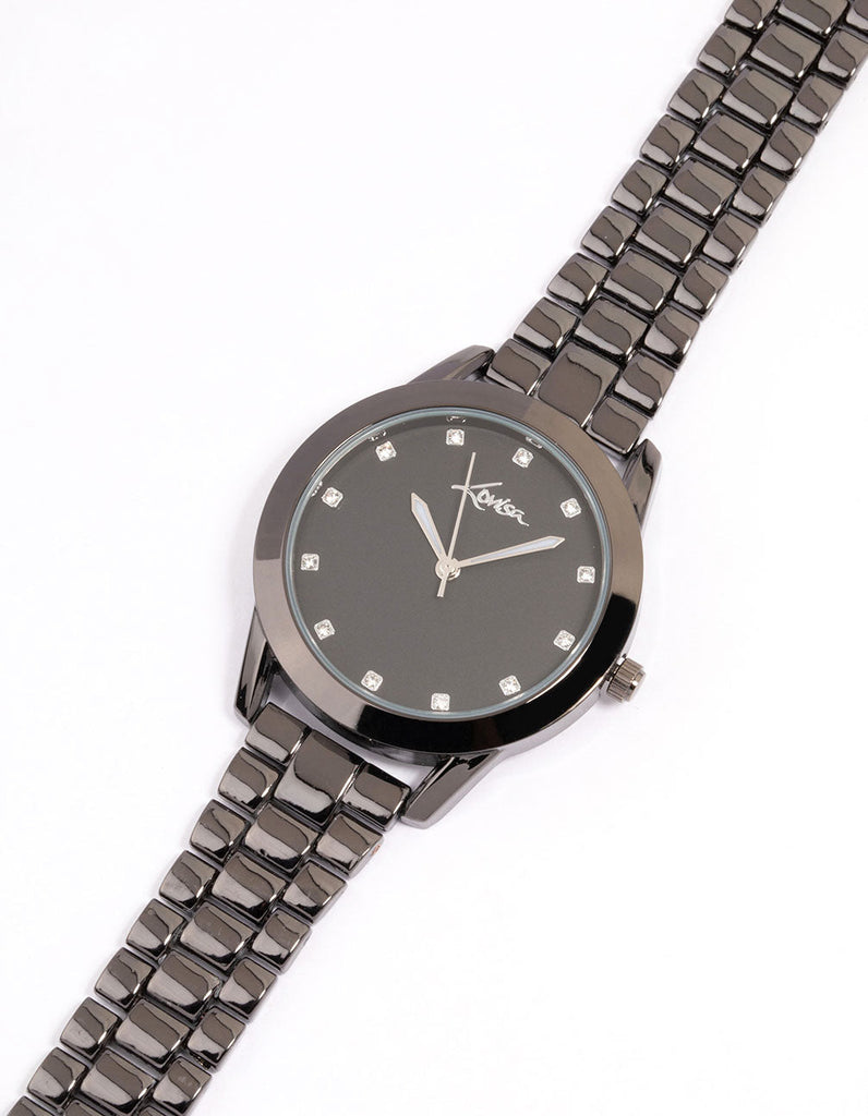 Coated Black Square Crystal Marker Watch