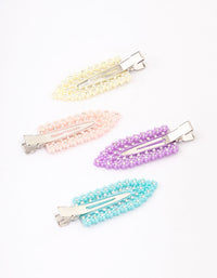 Rainbow Mini Diamante Flower Hair Clip 4-Pack - link has visual effect only