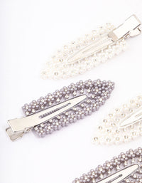 Rhodium Diamante Hair Clips 4-Pack - link has visual effect only
