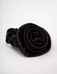 Black Fabric Rosette Hair Scrunchie - link has visual effect only