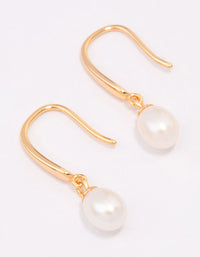 Gold Plated Sterling Silver Freshwater Pearl Fish Hook Earrings - link has visual effect only