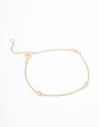Gold Plated Sterling Silver Triangular Round Cubic Zirconia Bracelet - link has visual effect only