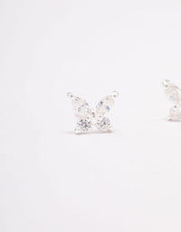 Sterling Silver Cubic Zirconia Butterfly Stud Earrings - link has visual effect only