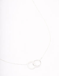 Sterling Silver Pave Link Hoop Pendant Necklace - link has visual effect only