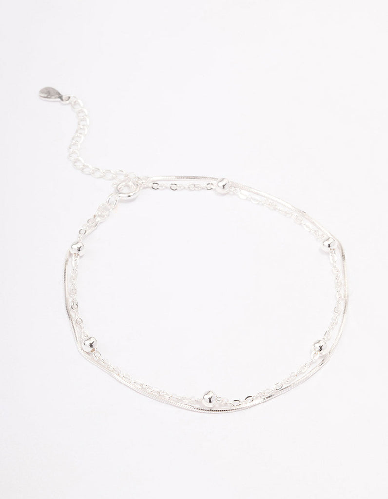 Sterling Silver Snake Chain Ball Bracelet