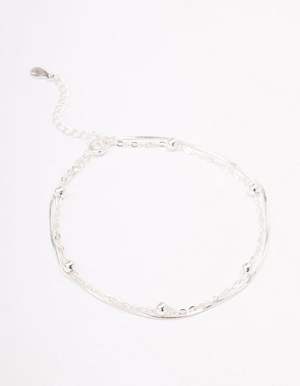 Sterling Silver Snake Chain Ball Bracelet
