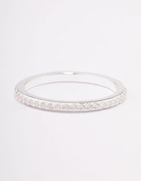 Sterling Silver Cubic Zirconia Pave Band Ring - link has visual effect only