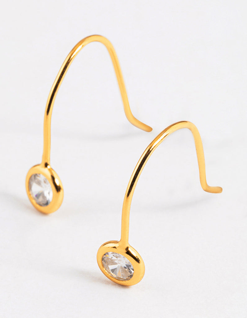 Gold Plated Sterling Silver Encased Cubic Zirconia Drop Earrings