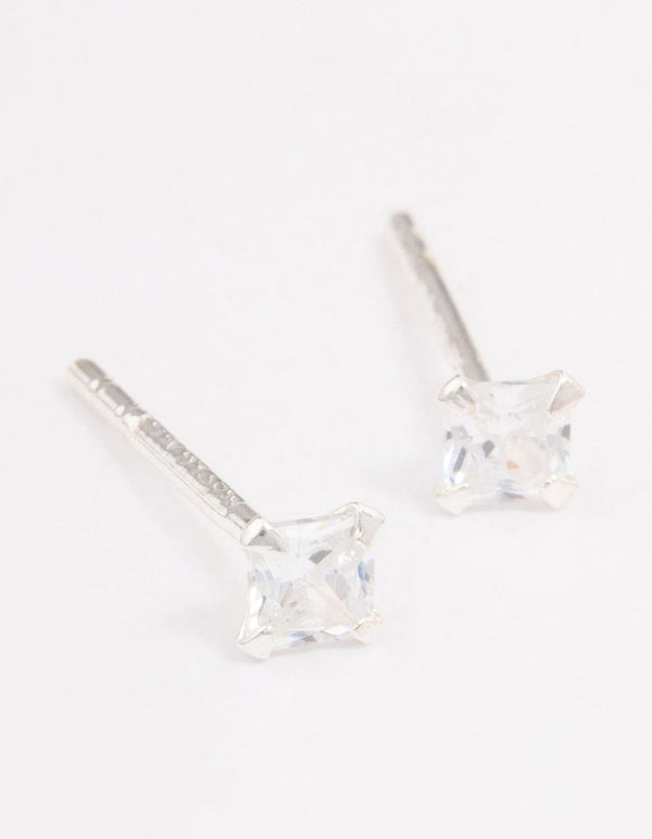 Sterling Silver Baby Pear Cubic Zirconia Stud Earrings