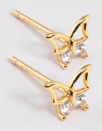 Gold Plated Sterling Silver Diamante Butterfly Stud Earrings - link has visual effect only