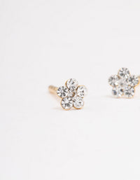 Gold Plated Sterling Silver Diamante Flower Stud Earrings - link has visual effect only