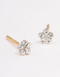 Gold Plated Sterling Silver Diamante Flower Stud Earrings - link has visual effect only