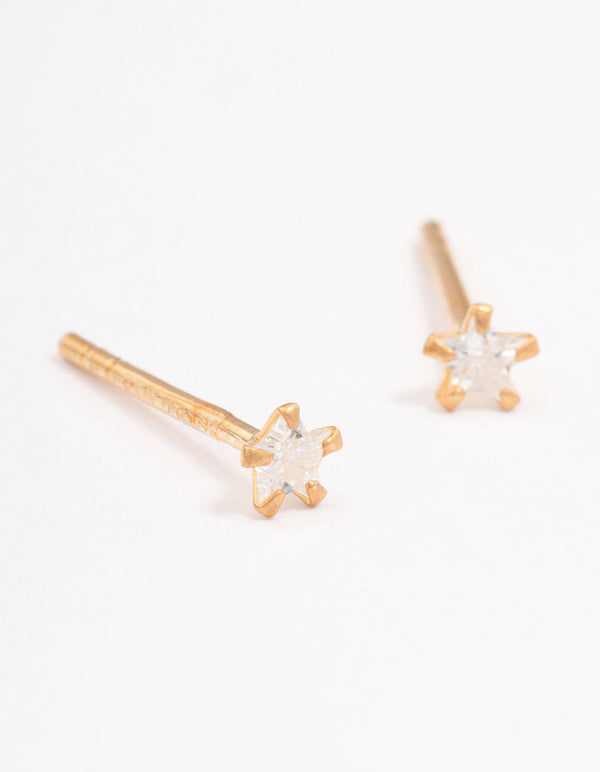 Gold Plated Sterling Silver Baby Star Stud Earrings