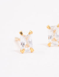 Gold Plated Sterling Silver Baby Baguette Stud Earrings - link has visual effect only