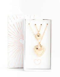 Gold Filigree Heart Locket Necklace Pack - link has visual effect only